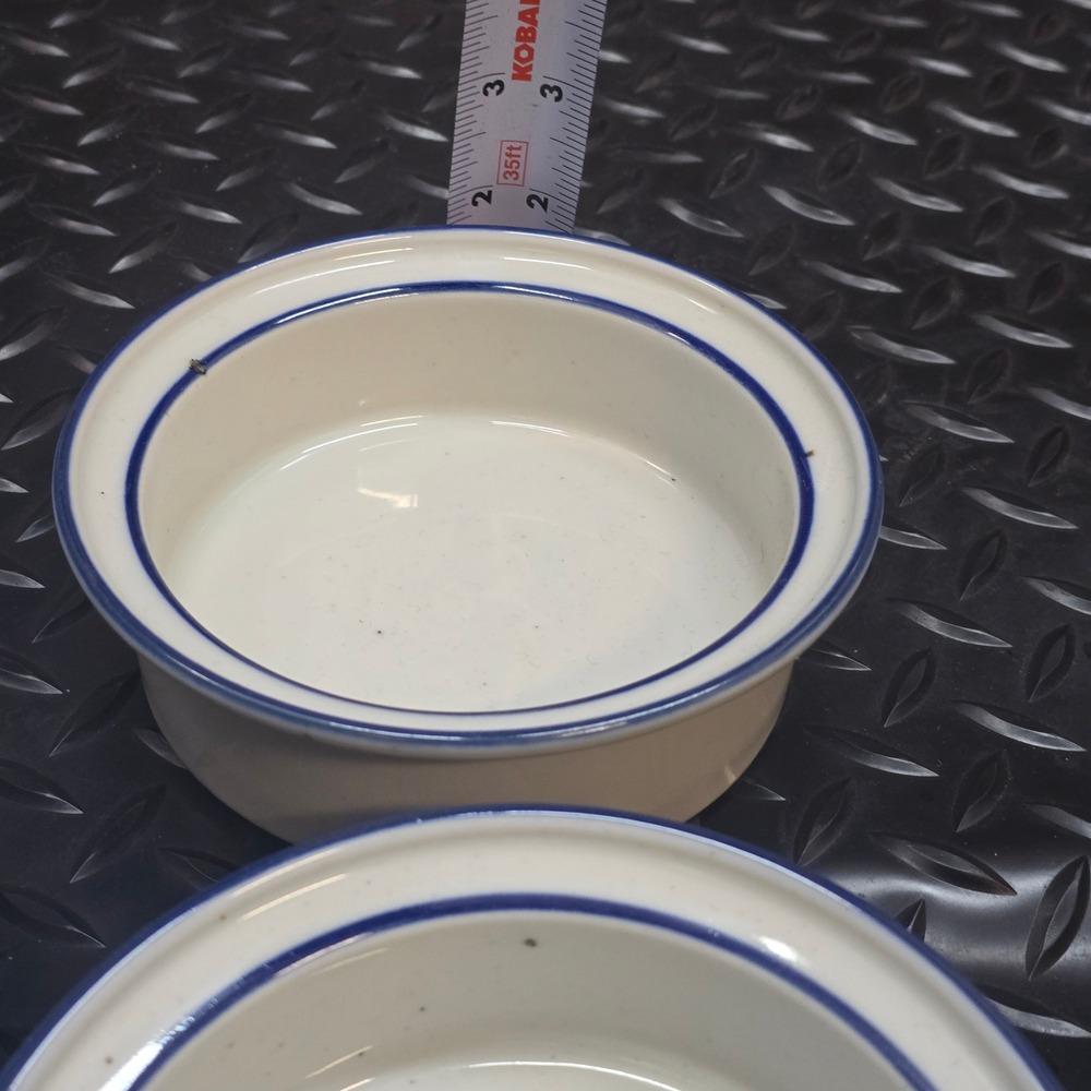 Dansk International Designs Denmark Blue Rim Cream Ramekins Set of 5 Small Bowls - Picture 8 of 13